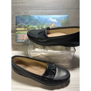 SAS Comfort Women's Black‎ Leather Tassel Loafer Slip On Shoes Comfort Shop